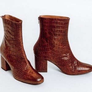 Free People Cecile Croc Embossed Booties